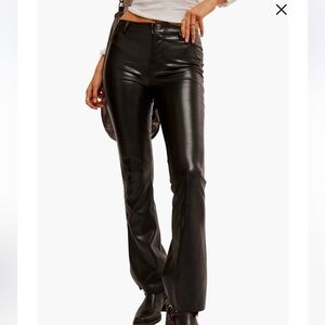 NWT Free People Level Up Faux Leather Slit Bootcut Jeans Size 28